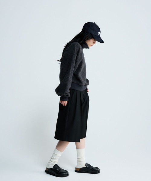 JEANASIS（ジーナシス）の「ボアハーフZIPショートプルオーバー/636273（スウェット・レディース・オフホワイト/チャコールグレー・FREE）」の11枚目の写真