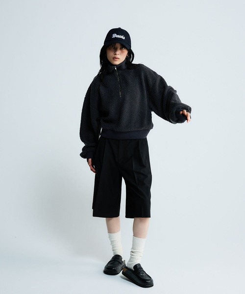 JEANASIS（ジーナシス）の「ボアハーフZIPショートプルオーバー/636273（スウェット・レディース・オフホワイト/チャコールグレー・FREE）」の13枚目の写真