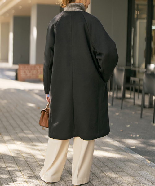 Spick & Span（スピックアンドスパン）の「《追加》S160ビーバーノーカラーコート（ノーカラーコート・レディース・ブラック/チャコールグレー・36/38）」の3枚目の写真