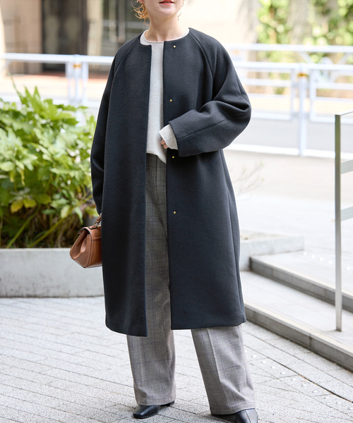 Spick & Span（スピックアンドスパン）の「《追加》S160ビーバーノーカラーコート（ノーカラーコート・レディース・ブラック/チャコールグレー・36/38）」の6枚目の写真