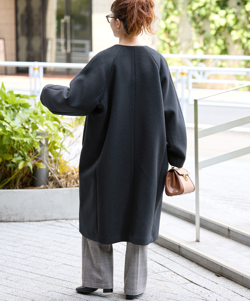 Spick & Span（スピックアンドスパン）の「《追加》S160ビーバーノーカラーコート（ノーカラーコート・レディース・ブラック/チャコールグレー・36/38）」の9枚目の写真