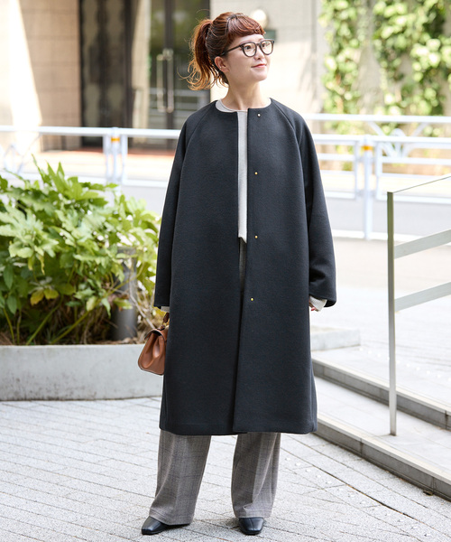 Spick & Span（スピックアンドスパン）の「《追加》S160ビーバーノーカラーコート（ノーカラーコート・レディース・ブラック/チャコールグレー・36/38）」の10枚目の写真