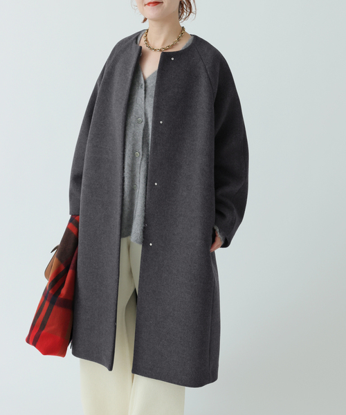 Spick & Span（スピックアンドスパン）の「《追加》S160ビーバーノーカラーコート（ノーカラーコート・レディース・ブラック/チャコールグレー・36/38）」の12枚目の写真