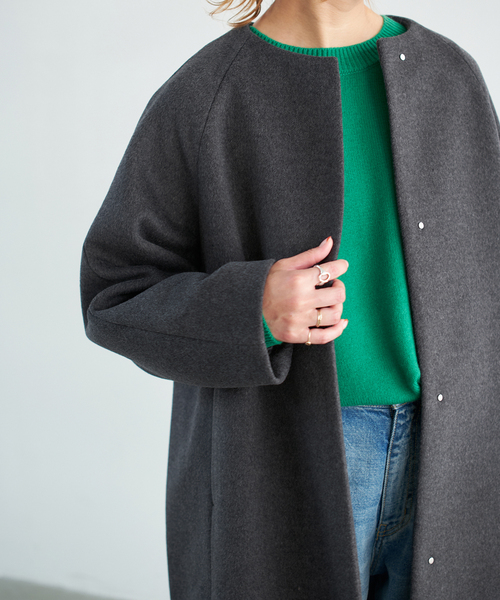 Spick & Span（スピックアンドスパン）の「《追加》S160ビーバーノーカラーコート（ノーカラーコート・レディース・ブラック/チャコールグレー・36/38）」の15枚目の写真