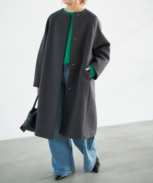 Spick & Span（スピックアンドスパン）の「《追加》S160ビーバーノーカラーコート（ノーカラーコート・レディース・ブラック/チャコールグレー・36/38）」の16枚目の写真