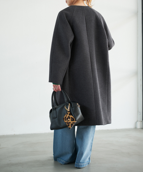 Spick & Span（スピックアンドスパン）の「《追加》S160ビーバーノーカラーコート（ノーカラーコート・レディース・ブラック/チャコールグレー・36/38）」の21枚目の写真