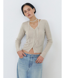 Linen Scarf Knit Cardigan, Oatmeal