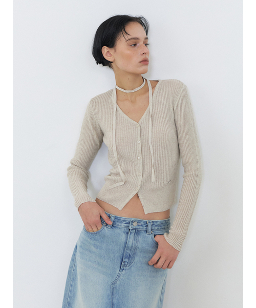 ETMON(エトモン)の「Linen Scarf Knit Cardigan, Oatmeal(カーディガン/ボレロ・レディース・その他・FREE)」の2枚目の写真