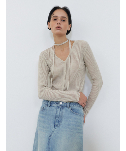 ETMON(エトモン)の「Linen Scarf Knit Cardigan, Oatmeal(カーディガン/ボレロ・レディース・その他・FREE)」の4枚目の写真