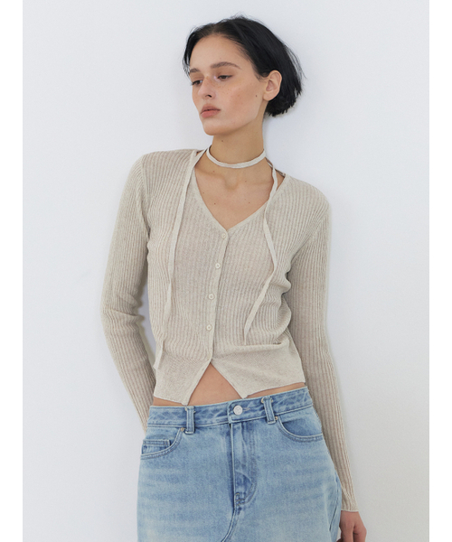 ETMON(エトモン)の「Linen Scarf Knit Cardigan, Oatmeal(カーディガン/ボレロ・レディース・その他・FREE)」の5枚目の写真