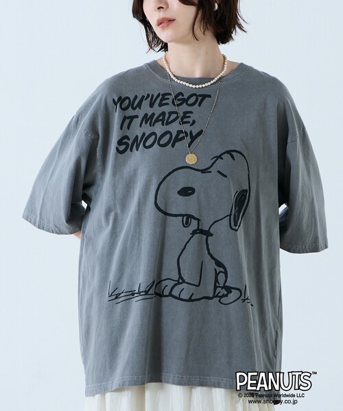 Johnbull（ジョンブル）の「【JOHNBULL/ジョンブル】PEANUTS プリントTシャツ / スヌーピー / 半袖（Tシャツ/カットソー・レディース・ホワイト系その他/ホワイト系その他3/ブラック系その他/ホワイト系その他2/ブラック系その他3/ブラック系その他2・フリー）」の4枚目の写真