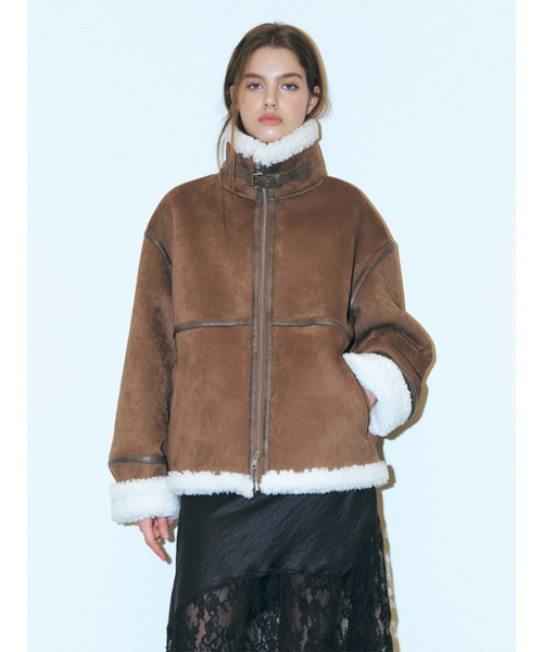 ETMON（エトモン）の「Lined Suede Mustang Coat, Brown（ムートンコート・レディース・その他・FREE）」の2枚目の写真