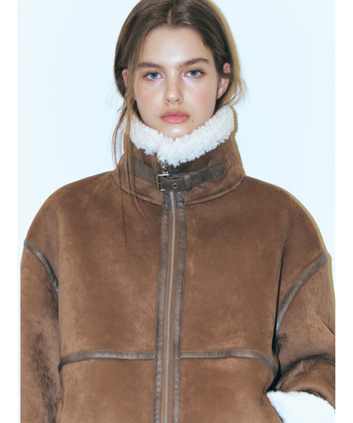 ETMON（エトモン）の「Lined Suede Mustang Coat, Brown（ムートンコート・レディース・その他・FREE）」の5枚目の写真
