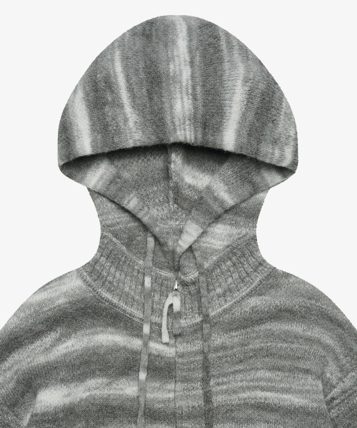 GOLDEN SNSHINE（ゴールデン サンシャイン）の「Wool stripe knit hood zip-up_Grey（パーカー・レディース・その他・M/L）」の3枚目の写真