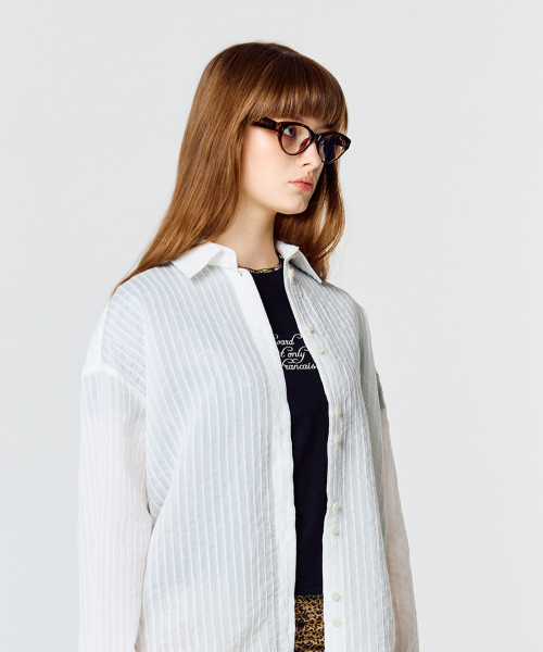 LARTIGENT(ラーティゼン)の「L15 STRIPE OVER SHIRTS(WHITE)(シャツ/ブラウス・レディース・その他・FREE)」の2枚目の写真