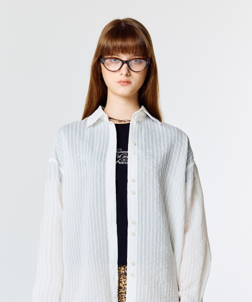 LARTIGENT(ラーティゼン)の「L15 STRIPE OVER SHIRTS(WHITE)(シャツ/ブラウス・レディース・その他・FREE)」の4枚目の写真