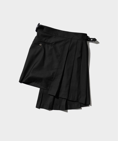 Camphor wood（カンファーウッド）の「EYELET PLEATS WRAP SKIRT / アイレットプリーツラップスカート（スカート・メンズ・ブラック・LARGE/MEDIUM）」の9枚目の写真