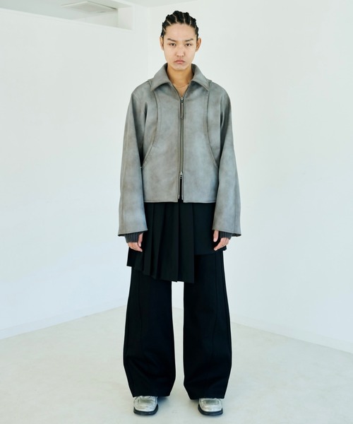 Camphor wood（カンファーウッド）の「EYELET PLEATS WRAP SKIRT / アイレットプリーツラップスカート（スカート・メンズ・ブラック・LARGE/MEDIUM）」の5枚目の写真