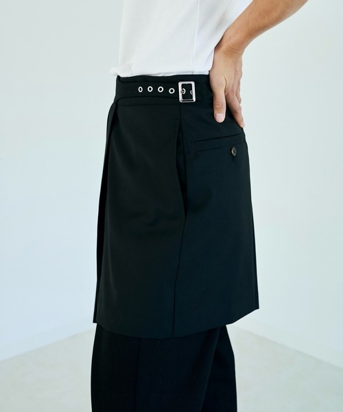 Camphor wood（カンファーウッド）の「EYELET PLEATS WRAP SKIRT / アイレットプリーツラップスカート（スカート・メンズ・ブラック・LARGE/MEDIUM）」の13枚目の写真