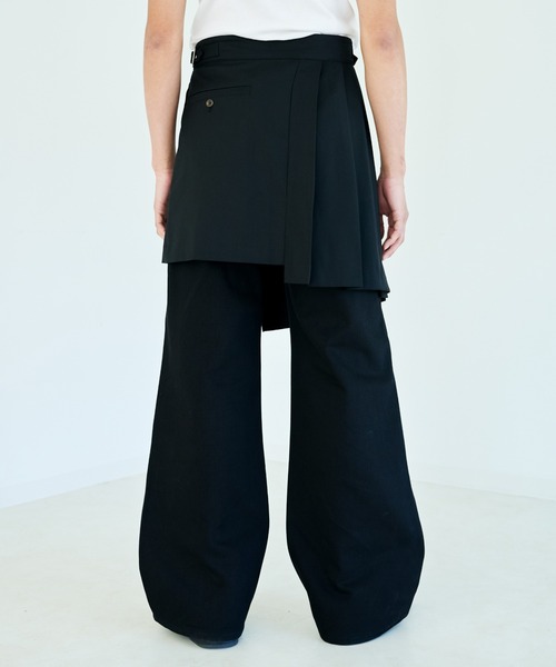Camphor wood（カンファーウッド）の「EYELET PLEATS WRAP SKIRT / アイレットプリーツラップスカート（スカート・メンズ・ブラック・LARGE/MEDIUM）」の7枚目の写真