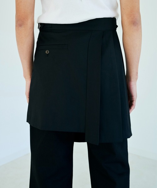 Camphor wood（カンファーウッド）の「EYELET PLEATS WRAP SKIRT / アイレットプリーツラップスカート（スカート・メンズ・ブラック・LARGE/MEDIUM）」の14枚目の写真