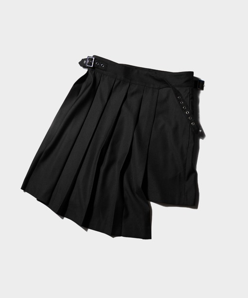 Camphor wood（カンファーウッド）の「EYELET PLEATS WRAP SKIRT / アイレットプリーツラップスカート（スカート・メンズ・ブラック・LARGE/MEDIUM）」の8枚目の写真