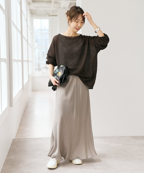Spick & Span(スピックアンドスパン)の「《新色有り / 追加》ウォッシャブルキュプラフレアスカート(スカート・レディース・ブラックミックス/カーキ/ベージュ系その他・38/36)」の6枚目の写真