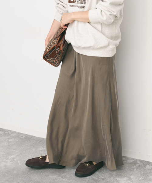 Spick & Span（スピックアンドスパン）の「《新色有り / 追加》ウォッシャブルキュプラフレアスカート（スカート・レディース・ブラックミックス/カーキ/ベージュ系その他・38/36）」の19枚目の写真