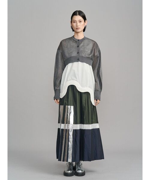 UN3D.(アンスリード)の「FOIL PRINT PLEATS SK / フォイルプリントプリーツスカート(スカート・レディース・カーキ/ライトグレー・38/36)」の5枚目の写真