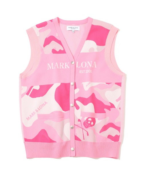 MARK & LONA(マークアンドロナ)の「Gauge Camouflage Knit Vest | WOMEN(ベスト・レディース・ブラック/ピンク・38)」の1枚目の写真