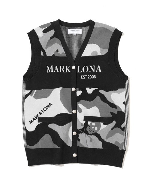 MARK & LONA(マークアンドロナ)の「Gauge Camouflage Knit Vest | WOMEN(ベスト・レディース・ブラック/ピンク・38)」の2枚目の写真