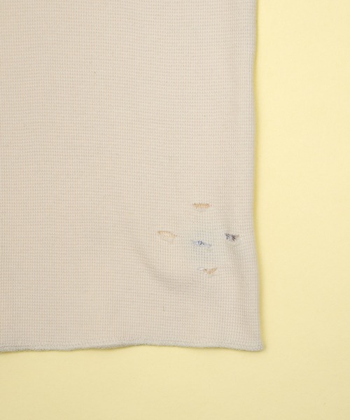 Zooodle(ズードル)の「Damage waffle long sleeve tee - ダメージワッフルロンT -(Tシャツ/カットソー・メンズ・ネイビー/ベージュ・MEDIUM/LARGE)」の9枚目の写真