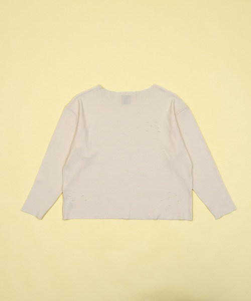 Zooodle(ズードル)の「Damage waffle long sleeve tee - ダメージワッフルロンT -(Tシャツ/カットソー・メンズ・ネイビー/ベージュ・MEDIUM/LARGE)」の4枚目の写真