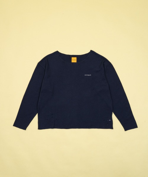 Zooodle(ズードル)の「Damage waffle long sleeve tee - ダメージワッフルロンT -(Tシャツ/カットソー・メンズ・ネイビー/ベージュ・MEDIUM/LARGE)」の13枚目の写真