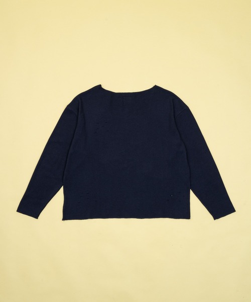 Zooodle(ズードル)の「Damage waffle long sleeve tee - ダメージワッフルロンT -(Tシャツ/カットソー・メンズ・ネイビー/ベージュ・MEDIUM/LARGE)」の14枚目の写真