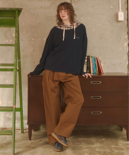 Zooodle(ズードル)の「Damage waffle long sleeve tee - ダメージワッフルロンT -(Tシャツ/カットソー・メンズ・ネイビー/ベージュ・MEDIUM/LARGE)」の18枚目の写真