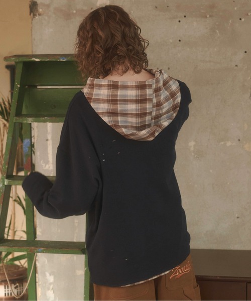 Zooodle(ズードル)の「Damage waffle long sleeve tee - ダメージワッフルロンT -(Tシャツ/カットソー・メンズ・ネイビー/ベージュ・MEDIUM/LARGE)」の17枚目の写真