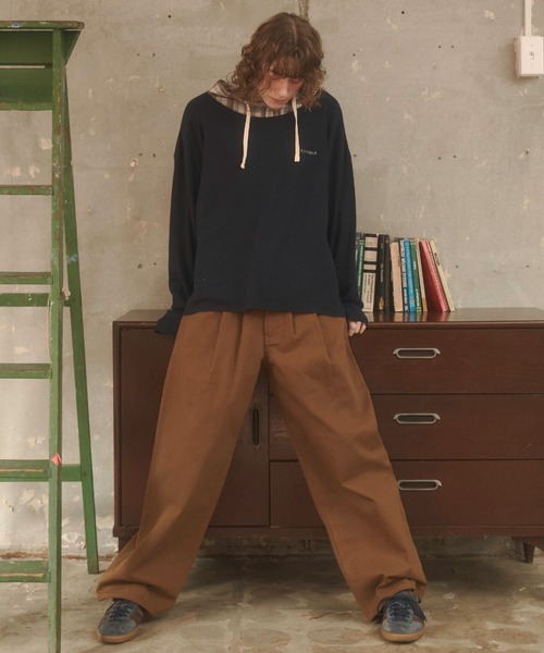 Zooodle(ズードル)の「Damage waffle long sleeve tee - ダメージワッフルロンT -(Tシャツ/カットソー・メンズ・ネイビー/ベージュ・MEDIUM/LARGE)」の19枚目の写真