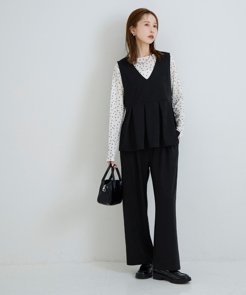 coca(coca)(コカ)の「カットジョーゼットワイドパンツ | セレモニー オフィス ママスーツ フォーマルウェア スーツ 卒業式(その他パンツ・レディース・ブラック/ブラウン・L/M/S)」の7枚目の写真