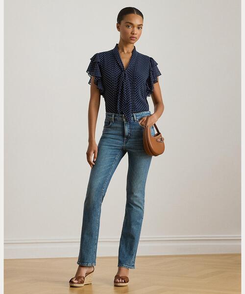 LAUREN RALPH LAUREN（ローレン ラルフ ローレン）の「ポルカドット ジョーゼット タイネック ブラウス（シャツ/ブラウス・レディース・ネイビー系1・XXS/XS/M/S）」の6枚目の写真