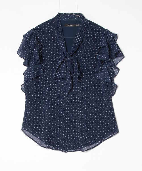 LAUREN RALPH LAUREN（ローレン ラルフ ローレン）の「ポルカドット ジョーゼット タイネック ブラウス（シャツ/ブラウス・レディース・ネイビー系1・XXS/XS/M/S）」の3枚目の写真