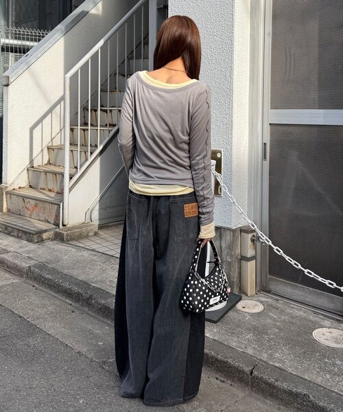 CIAOPANIC（チャオパニック）の「2点SETストレッチシアーレイヤードトップス（Tシャツ/カットソー・レディース・ブラウン/グレー/ネイビー・ONE SIZE）」の11枚目の写真