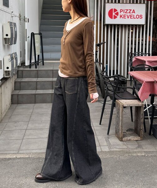 CIAOPANIC（チャオパニック）の「2点SETストレッチシアーレイヤードトップス（Tシャツ/カットソー・レディース・ブラウン/グレー/ネイビー・ONE SIZE）」の19枚目の写真