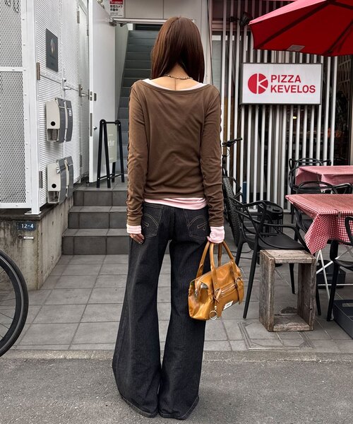 CIAOPANIC（チャオパニック）の「2点SETストレッチシアーレイヤードトップス（Tシャツ/カットソー・レディース・ブラウン/グレー/ネイビー・ONE SIZE）」の20枚目の写真