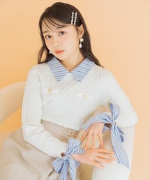 WILLSELECTION（ウィルセレクション）の「リボンカフスドッキングケーブルニット（ニット/セーター）」