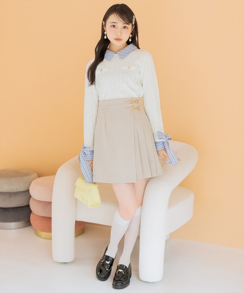 WILLSELECTION(ウィルセレクション)の「リボンカフスドッキングケーブルニット(ニット/セーター・レディース・ネイビー/ミント/グレー/オフホワイト・FREE)」の6枚目の写真