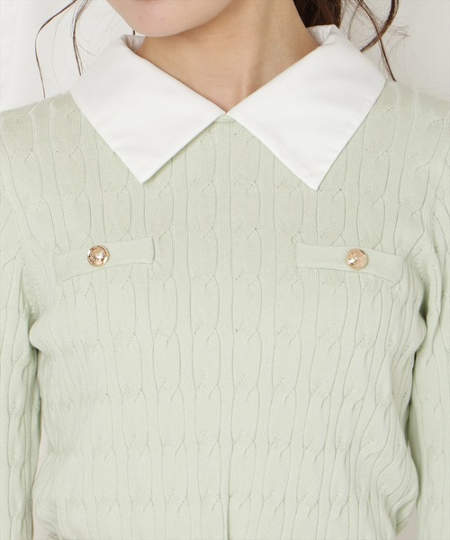 WILLSELECTION(ウィルセレクション)の「リボンカフスドッキングケーブルニット(ニット/セーター・レディース・ネイビー/ミント/グレー/オフホワイト・FREE)」の18枚目の写真