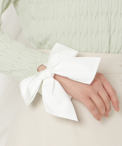 WILLSELECTION(ウィルセレクション)の「リボンカフスドッキングケーブルニット(ニット/セーター・レディース・ネイビー/ミント/グレー/オフホワイト・FREE)」の20枚目の写真