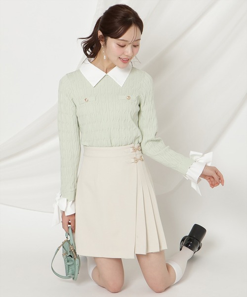 WILLSELECTION(ウィルセレクション)の「リボンカフスドッキングケーブルニット(ニット/セーター・レディース・ネイビー/ミント/グレー/オフホワイト・FREE)」の21枚目の写真