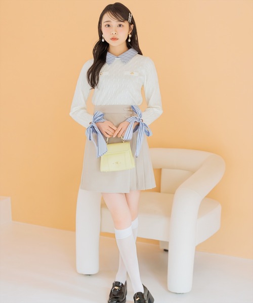 WILLSELECTION(ウィルセレクション)の「リボンカフスドッキングケーブルニット(ニット/セーター・レディース・ネイビー/ミント/グレー/オフホワイト・FREE)」の15枚目の写真